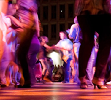 Salsa dance floor with a slight blur from motion